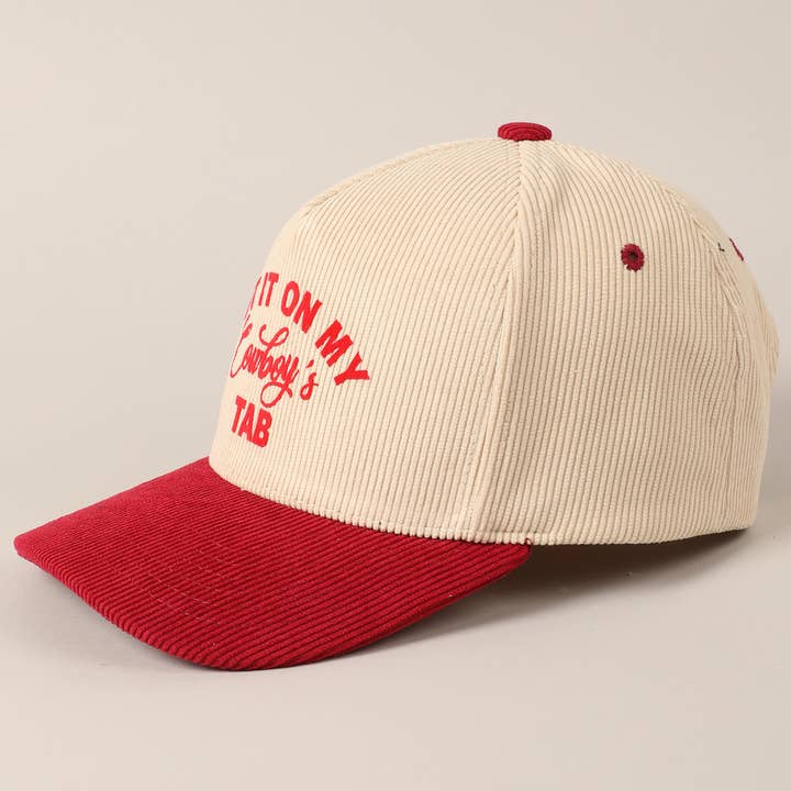 Fashion City – wholesale Baseballkeps - Unisex – Sätt den på min cowboy's Tab tvåfärgad corduroy-keps15