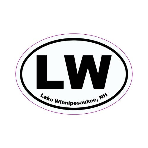 LW Lake Winnipesaukee, New Hampshire Oval Decal for wholesale by Nahamsha Gifts