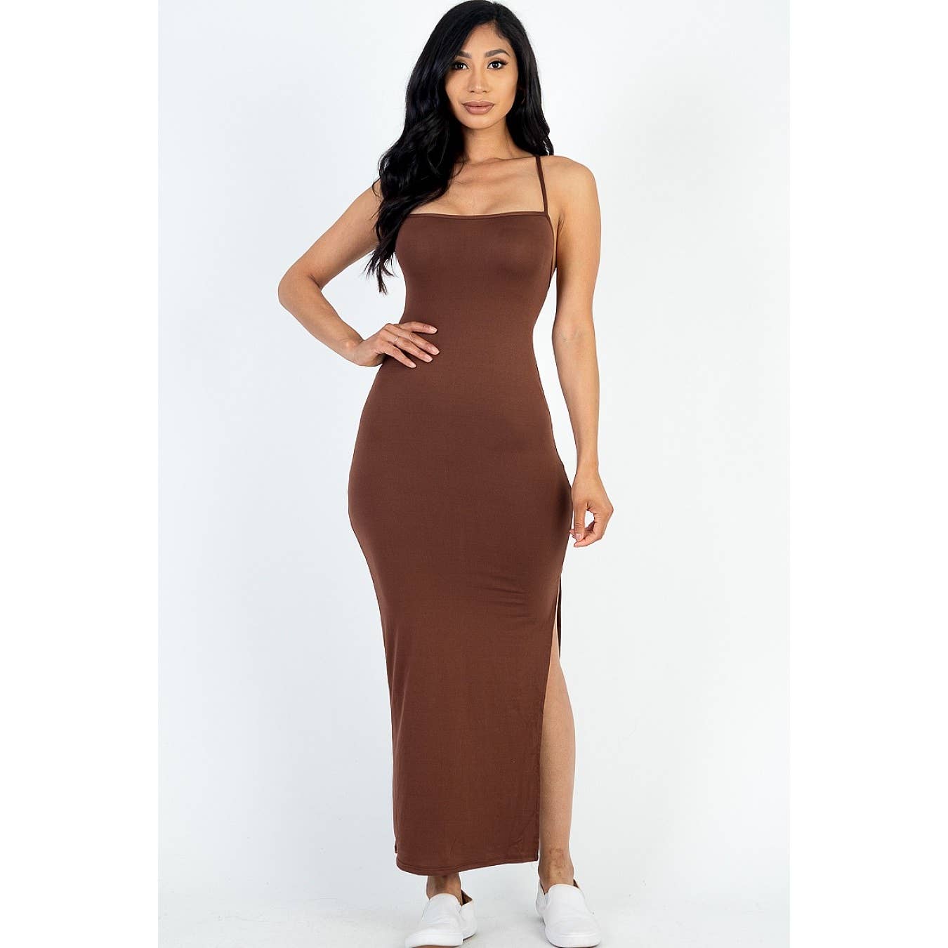UP CLOTHING - Wholesale Dress - Women's - Crisscross Back Split Thigh Maxi Dress7