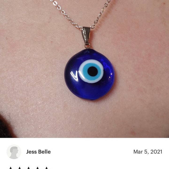 Evileyefavor – wholesale Hänge-/berlockhalsband – Läckert silverhalsband med grekiskt blått glas onda öga5