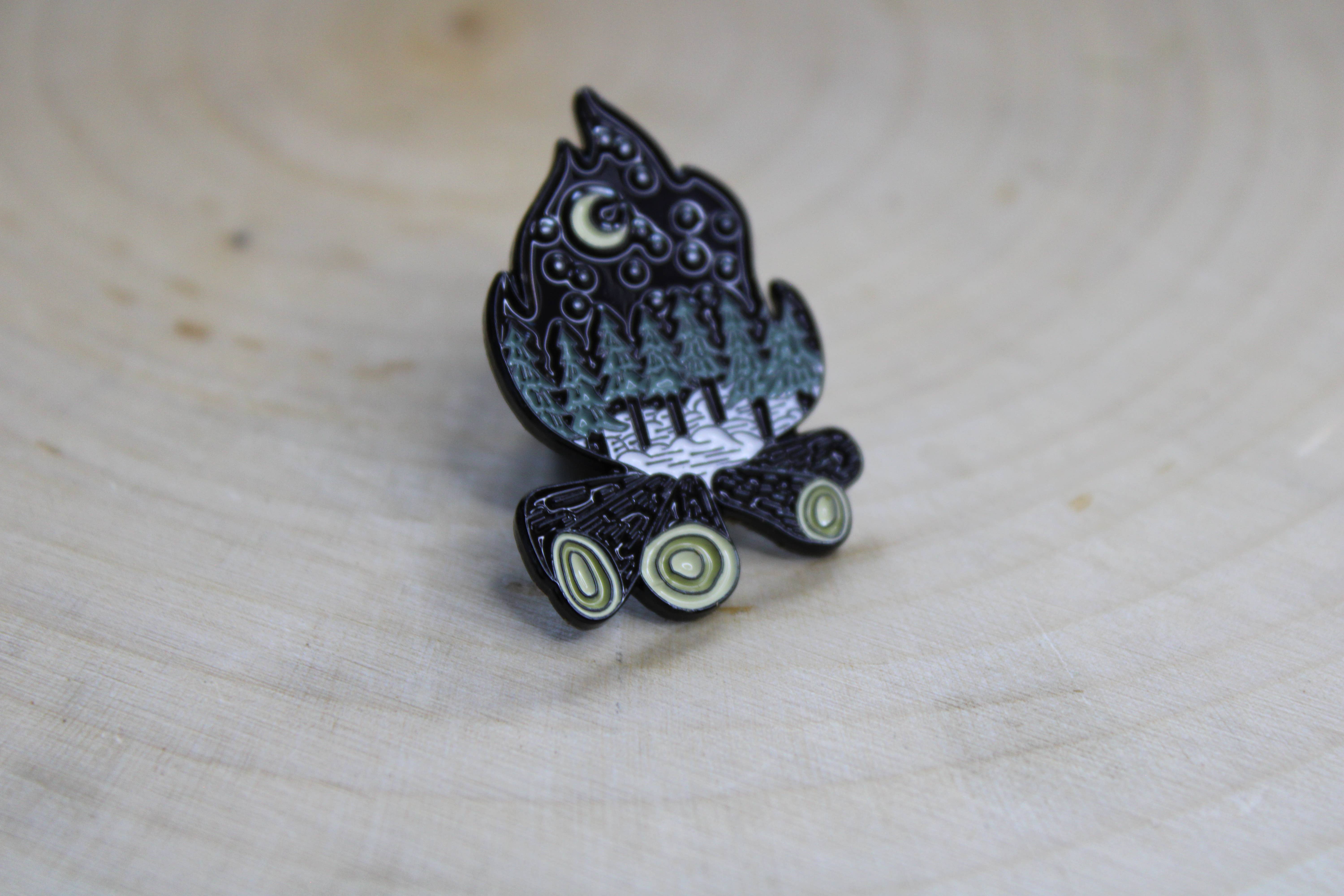 National Parks and Beyond - Wholesale Lapel Pin/Button - Campfire In the Forest - Metal & Enamel Pin3