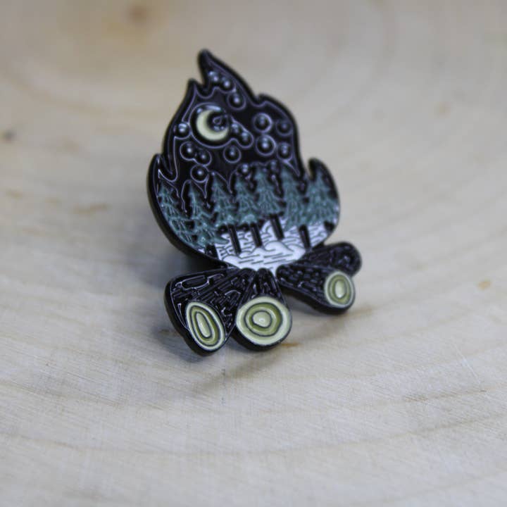 National Parks and Beyond - Wholesale Lapel Pin/Button - Campfire In the Forest - Metal & Enamel Pin3
