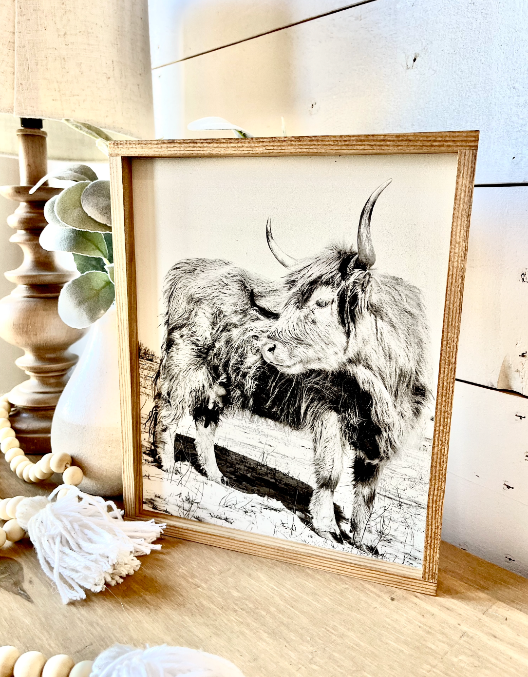 Simply Stained Shop - Wholesale Sign - Lola Looking Back Highland Cow Black and White1