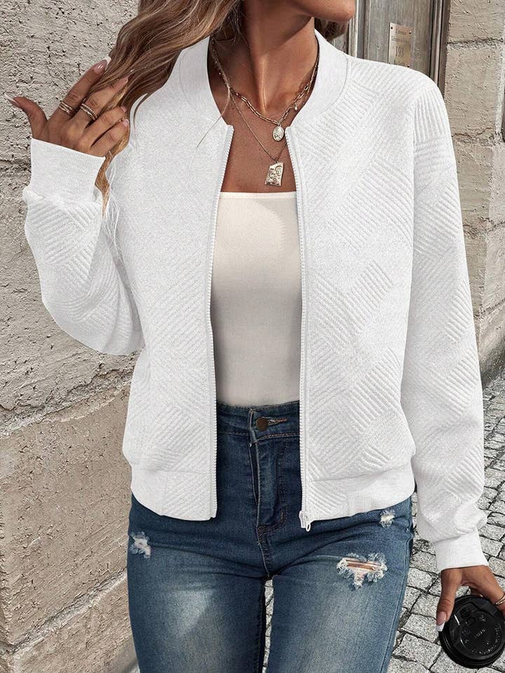 safistyle - Wholesale Bomber Jacket - Women's - Textured Bomber Jacket with Zipper Closure3