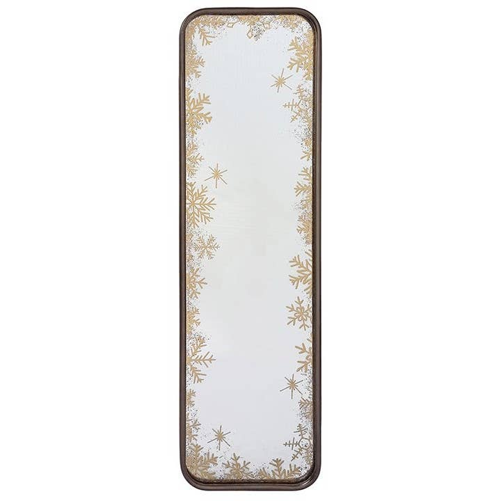 Rectangular Wall Mirror with Gold Snowflakes - 10" x 36" H for wholesale by Will's Company