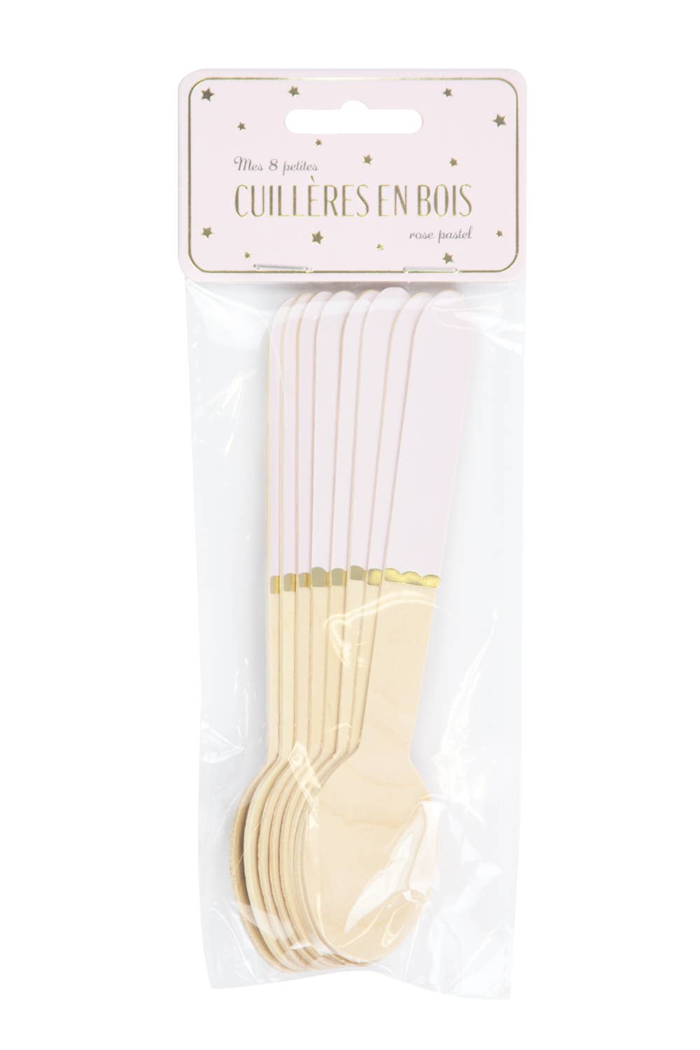 Tim&Puce Factory - Wholesale Flatware Set - Kids & Baby - PASTEL PINK WOODEN SPOONS X 81