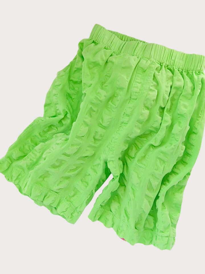 PRE ORDER Kit Green Seersucker Long Shorts for wholesale by Studio Koter
