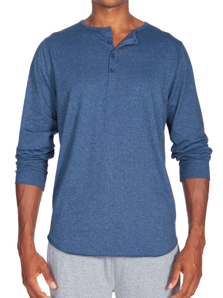 Poli Viscosa Manga Larga Henley para venta al por mayor de Unsimply Stitched