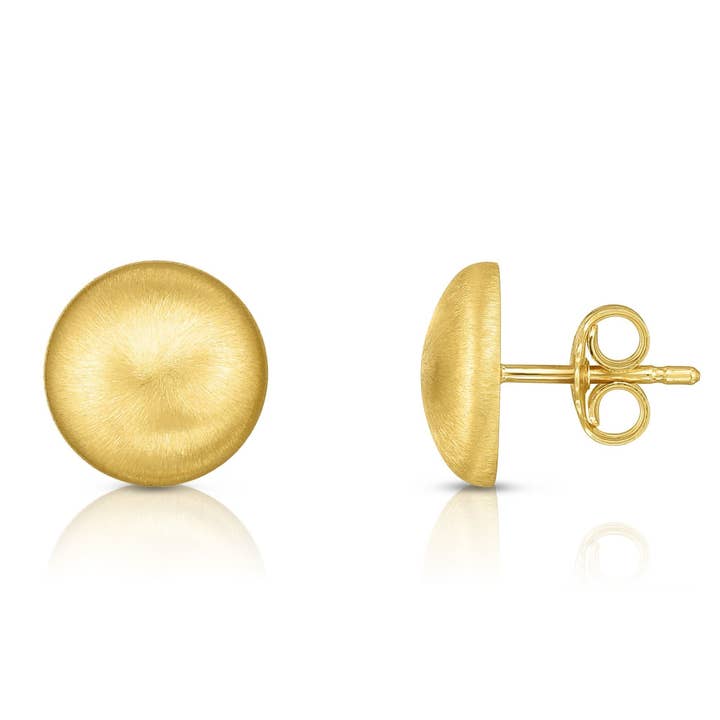 14kt guld gul Finish 11mm Matt knap Post ørering med Push Back lås for engroshandel hos The Diamond Deal