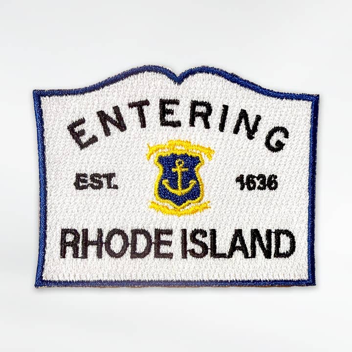 Entering Rhode Island Road Sign Souvenir Patch for wholesale by Commonwealth Souvenirs