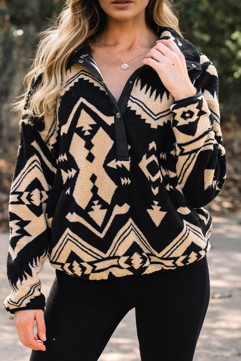 66DISCO - Vente Sweat-shirt – femme - Sweat-shirt en peluche grande taille motif occidental demi (S-4X)1