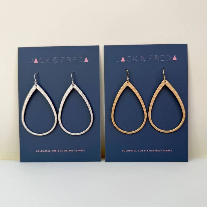 Hammered Tear Drop Earrings for wholesale by Jack & Freda