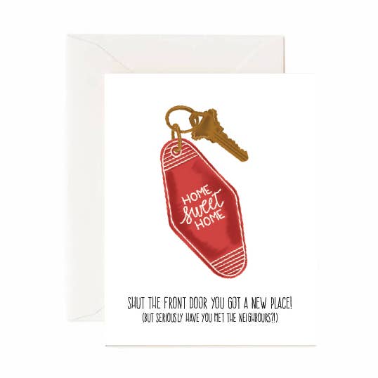 Fermez la porte d'entrée, vous avez un nouvel endroit ! - Carte de vœux pour la vente par Jaybee Design