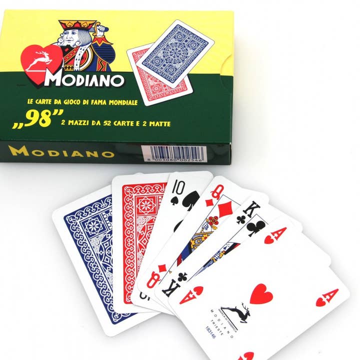 98'' Poker Cards 2 Deck Set Modiano (Red And Blue) for wholesale by Cardshouse