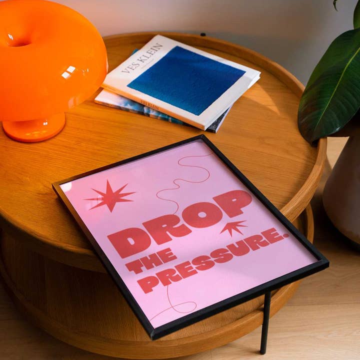 Pink Drop the Pressure Abstract Print for wholesale by Perko Prints LTD