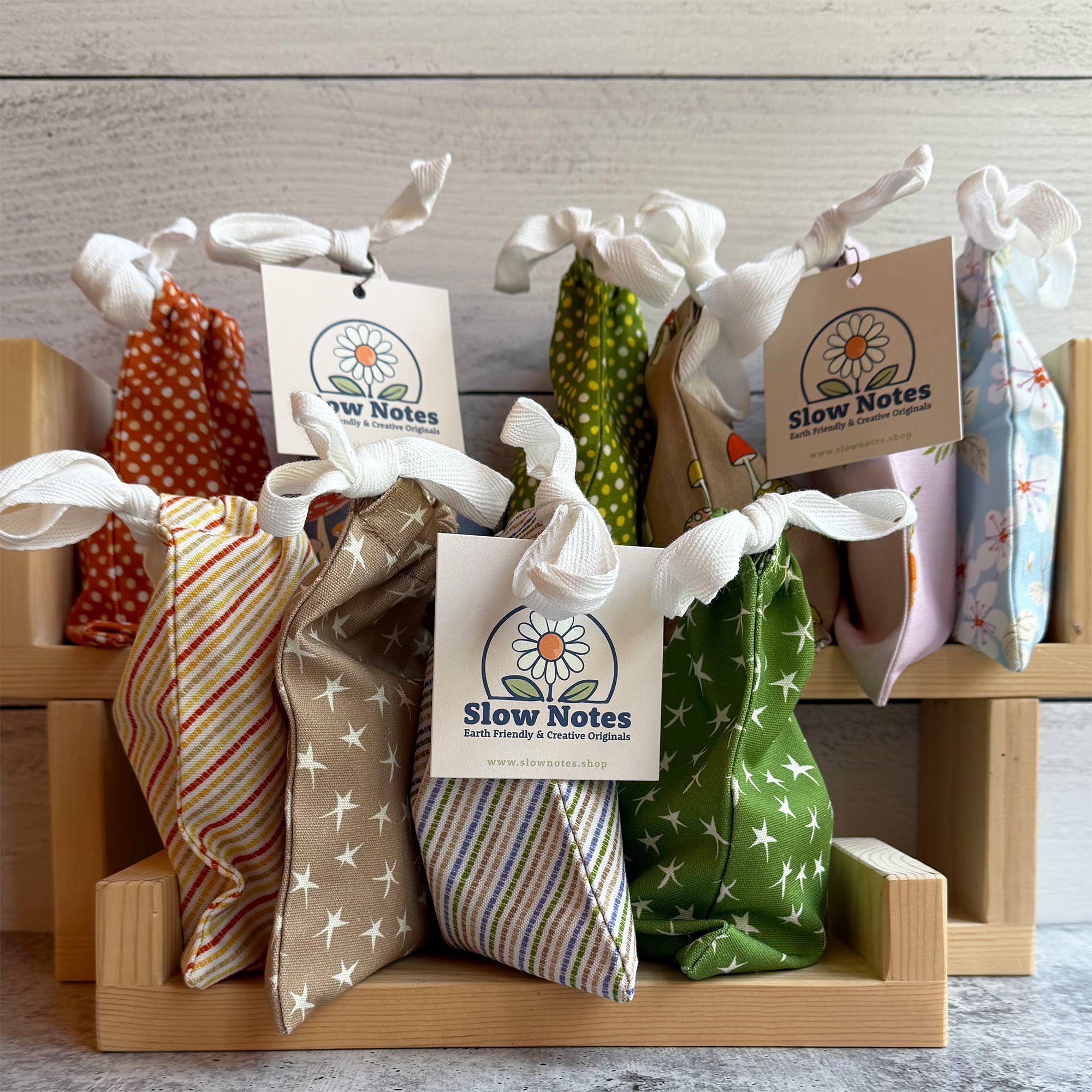 Slow Notes - Wholesale Gift Bag Set/Pack - Reusable Gift Bag Trio – 3-Piece Organic Cotton Set13
