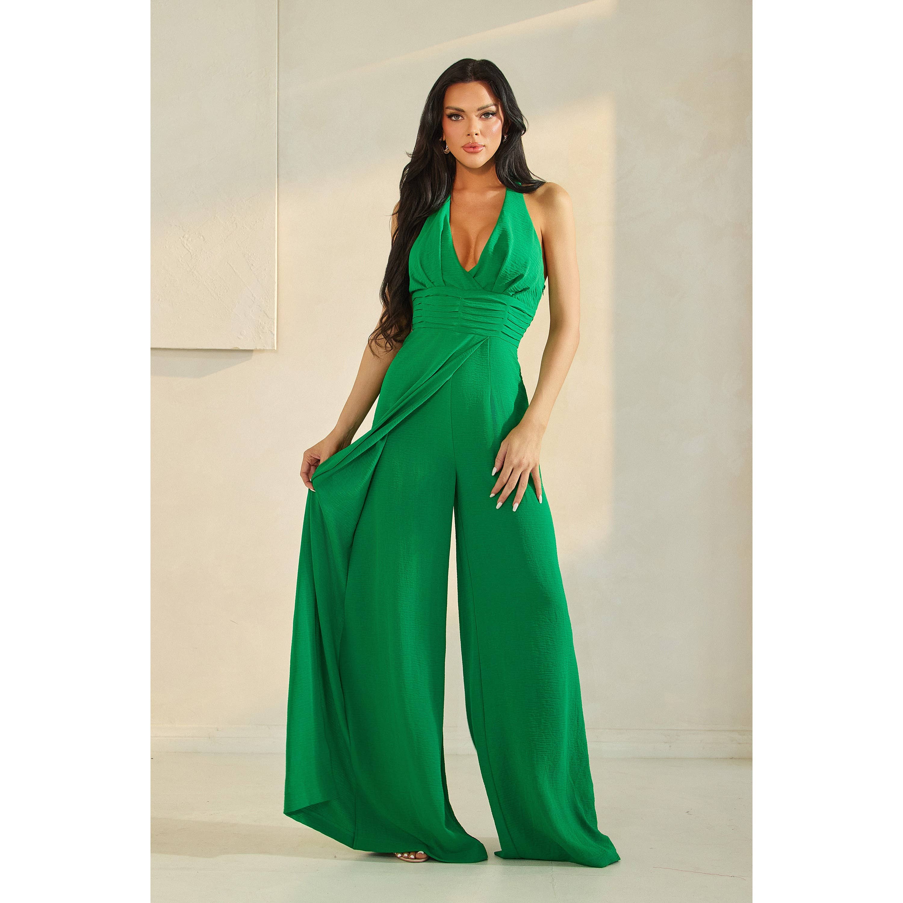 The Sang - Wholesale Jumpsuit - Women's - SOLID HALTER GATHERED JUMPSUIT9
