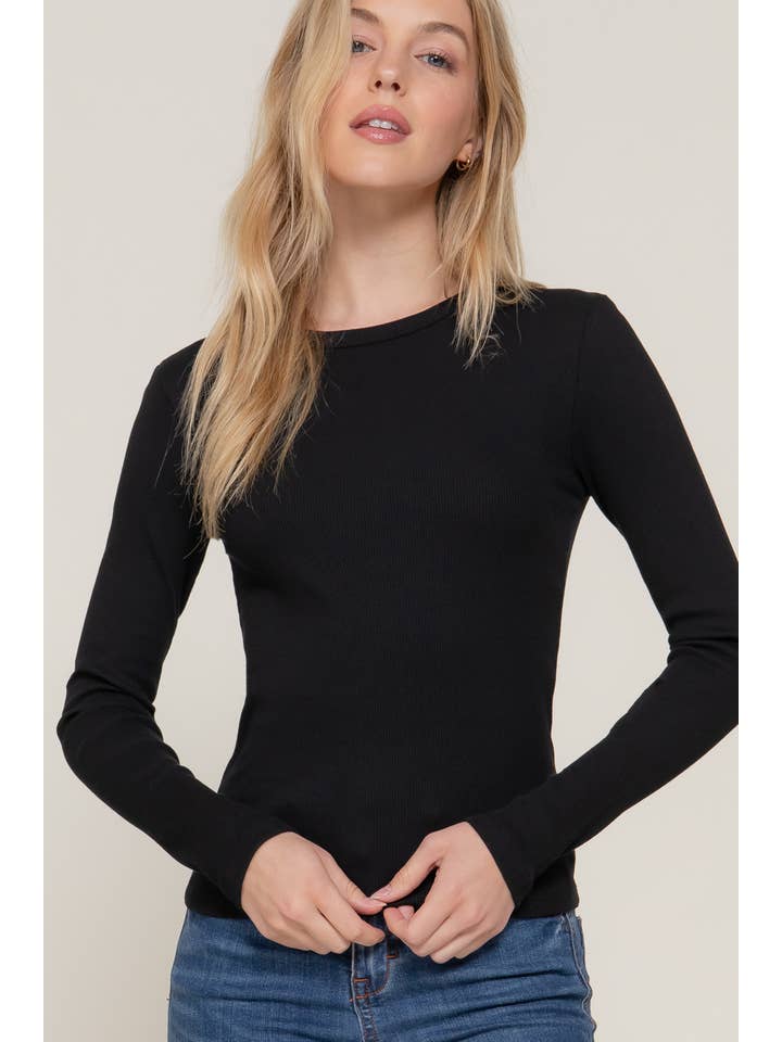 Active Basic | Active USA - Wholesale Knit Top - Women's - Long Sleeve Crew Knit Rib Tee