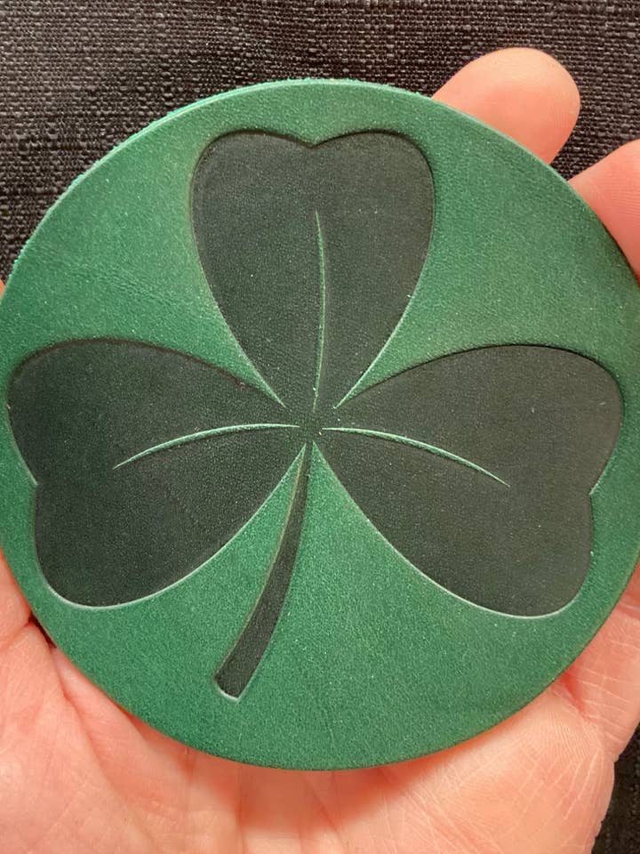 Shamrock Coasters for wholesale by Madison Street Leather