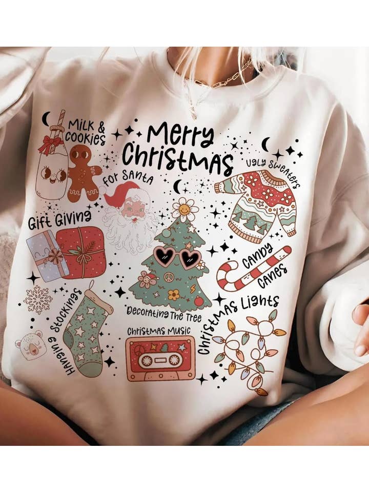 Peach Closet - Wholesale Graphic Sweatshirt - Women's - Merry Christmas Favorite Things T-Shirt or Crew Sweatshirt