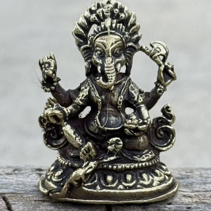 Lungta Imports – Escultura por atacado – Pequena estátua de Ganesha em latão para sabedoria e riqueza do Nepal11