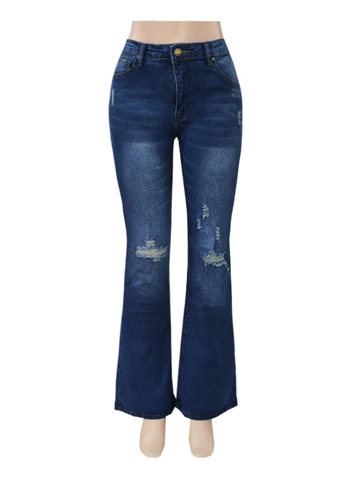 Flared trousers, stretch-ripped jeans for wholesale by HIDDENBRAND