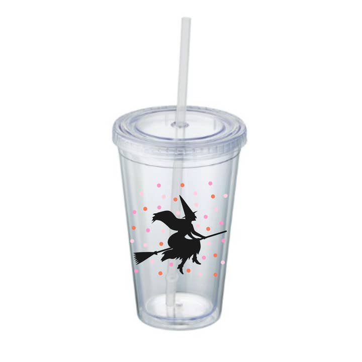 Clairebella Personalized Gifts & Pillows - Wholesale Insulated mug/tumbler - Halloween Witch | Acrylic Tumbler | Tumbler With Straw