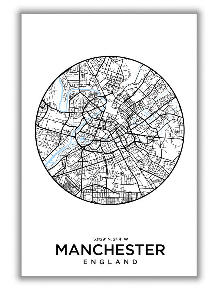 Kaart van Manchester voor wholesale door Stanley Print House