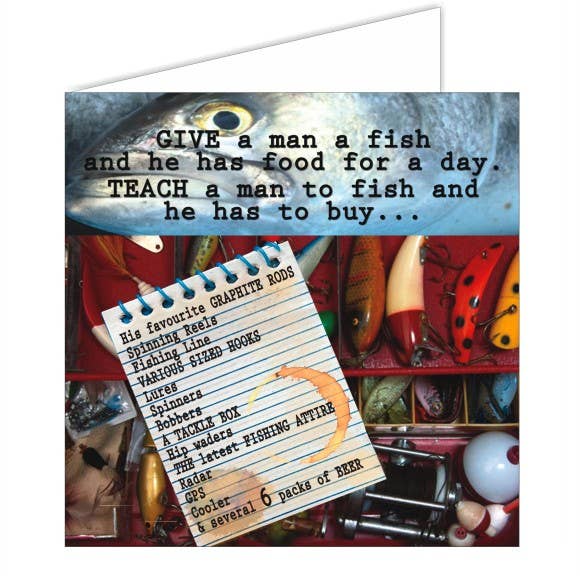 Fishy Tales Card - Give a man a fish. for wholesale by Nauticalia