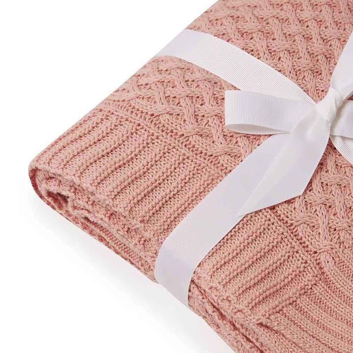 Snuggle Hunny - Wholesale Bedding blanket – Kids & Baby - Rosa Diamond Knit Organic Baby Blanket2