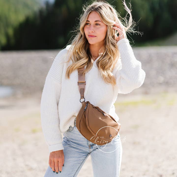 The Classy Cloth WS - Wholesale Belt Bag - Women's - Margot Moon Belt Bag - Mocha RTS