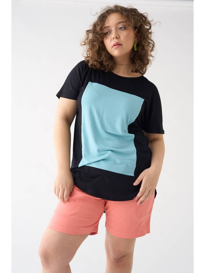 Pitagora - Wholesale T-Shirt - Unisex - Quadrilateral T-shirt Black - Blue2