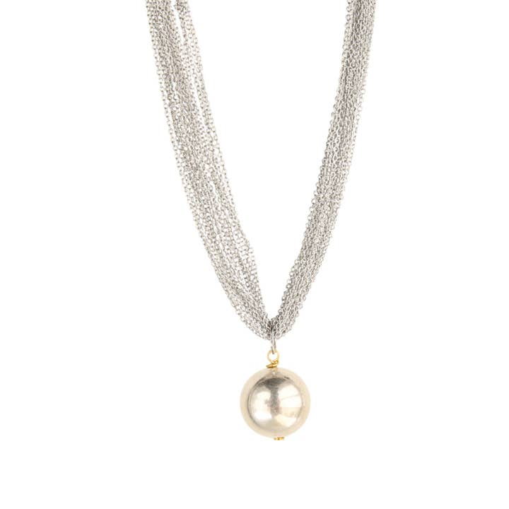 Halo Pendant Necklace in Silver with Bead for wholesale by Catherine Page Jewelry