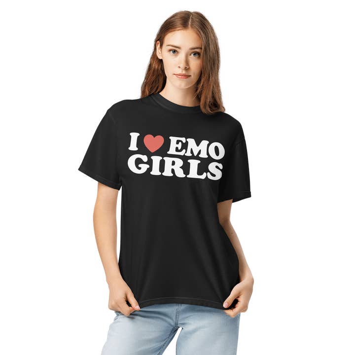 Goth Cloth Co. - Wholesale Screen Printed T-Shirt - Unisex - I Heart Emo Girl Comfy Tee3