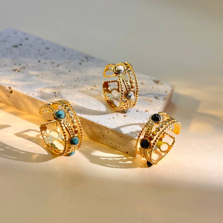 COSMOS - Wholesale Multi-Stone Ring - Adjustable stainless steel stone ring2