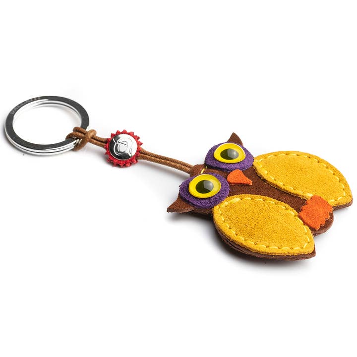 Schlüsselanhänger Eule aus Leder für den Großhandel von THE MUSIC GIFTS COMPANY