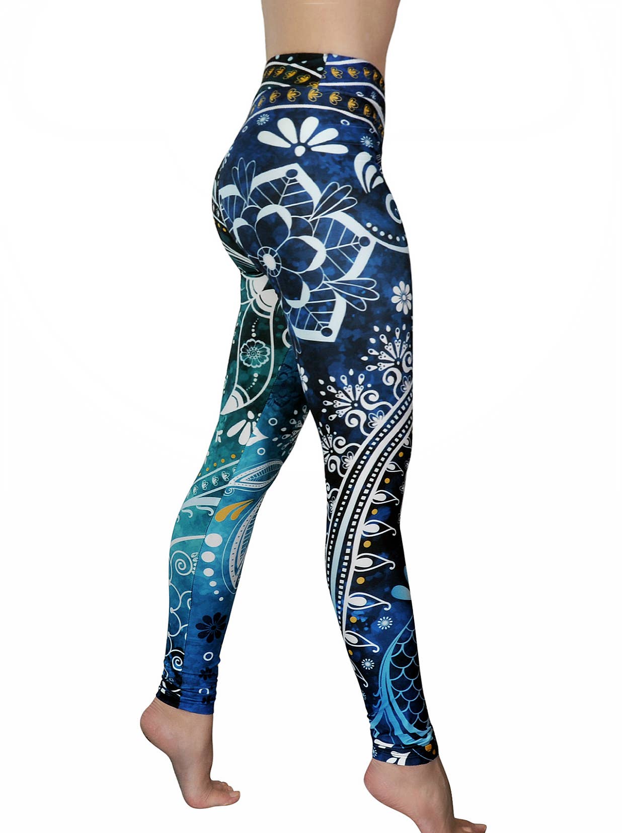 Comfy Yoga - Wholesale Athletic/Lounge Leggings - Women's - "Aquamarine" - Lightweight Printed Yoga Leggings for Women2