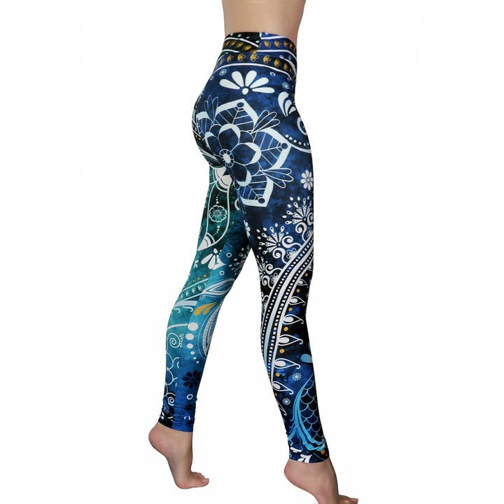 Comfy Yoga - Wholesale Athletic/Lounge Leggings - Women's - "Aquamarine" - Lightweight Printed Yoga Leggings for Women2