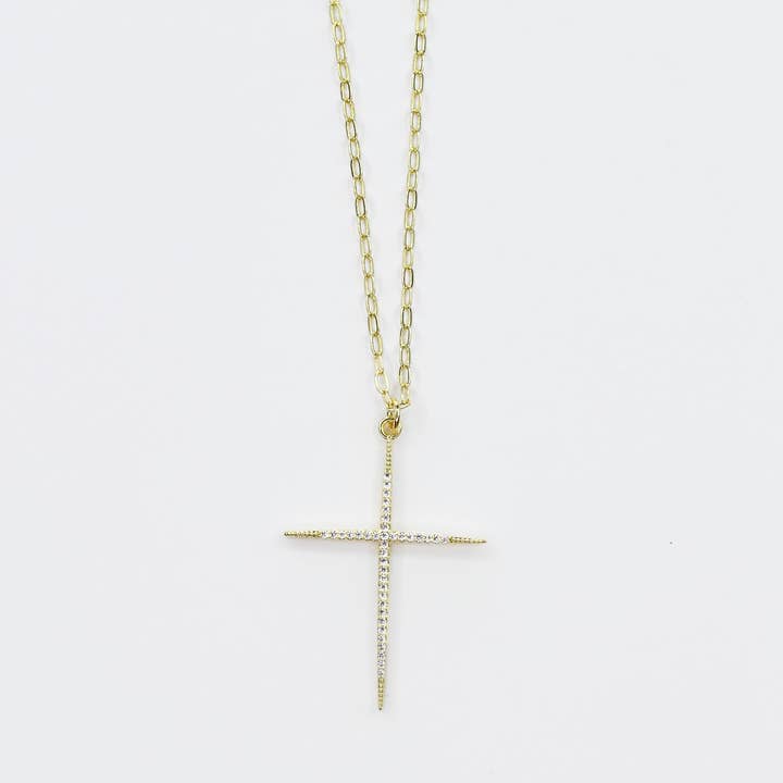 Full of Grace Gold Cross Necklace for wholesale by Treasure Jewels Inc.