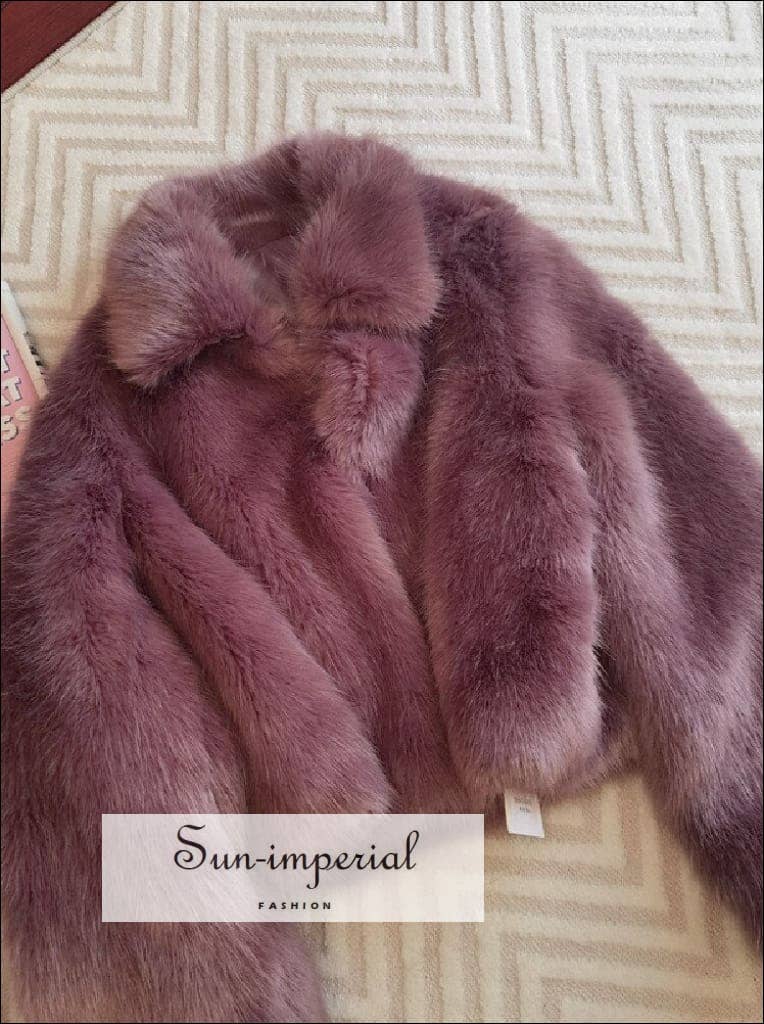 Sun Imperial - Wholesale Fur/Faux Fur Coat - Women's - Purple Shaggy Women Faux Fur Jacket Mini Length Coat3