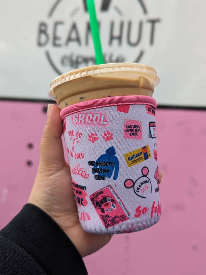 Mean Girls Inspired Iced Coffee Sleeve Koozie for wholesale by Bean Hut Boutique
