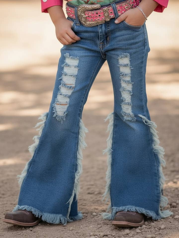 Bootcut denim pants. PNG65153036-AMY for wholesale by Kids Charm Online