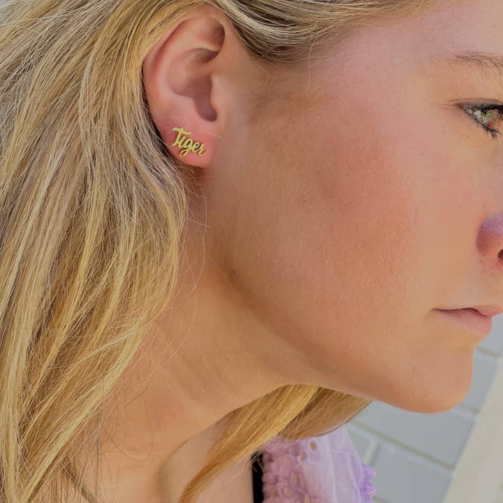 Steele Sloan Designs - Wholesale Stud/Post Earrings - Tiger Mom Earrings, Tiger Mother's Day Gift, Tiger Team Mom