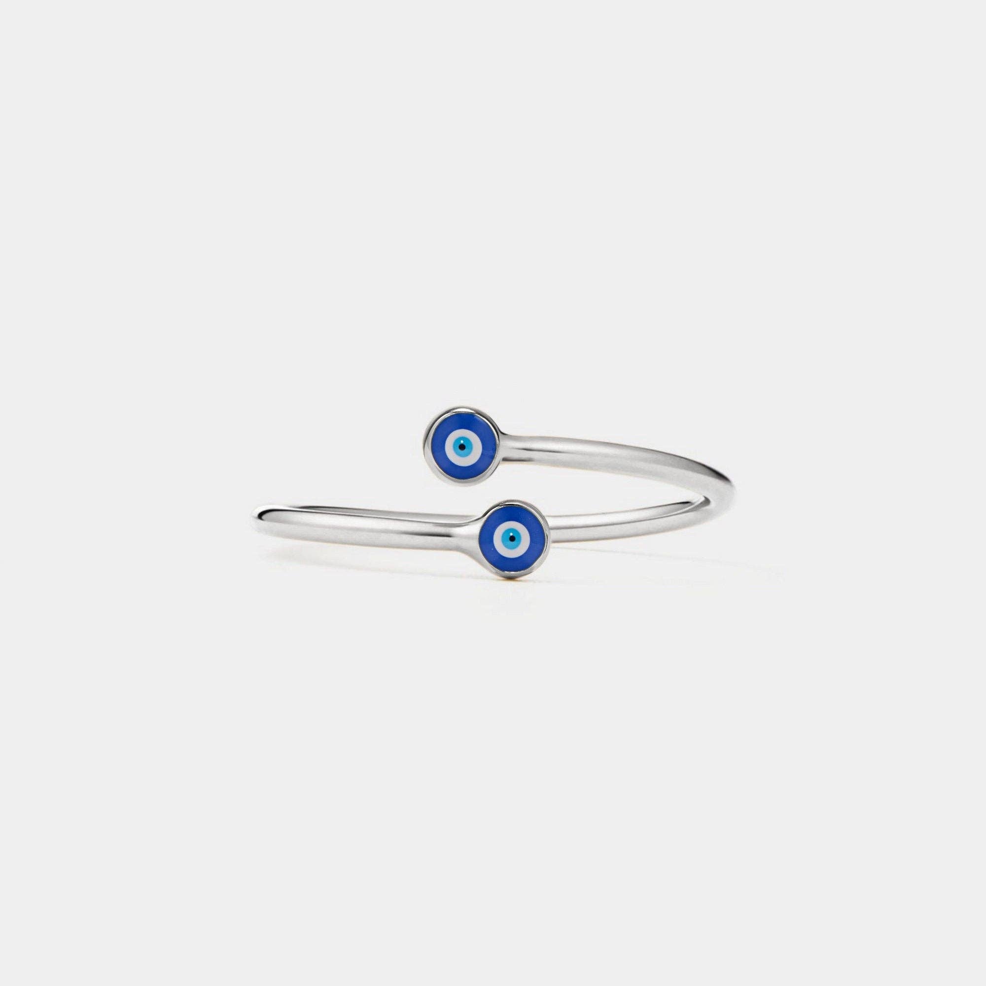 Perimade & Co. LLC - Vente Anneau/bague à empiler - Bague Evil Eye Nazar Bypass en argent sterling 925, émail1
