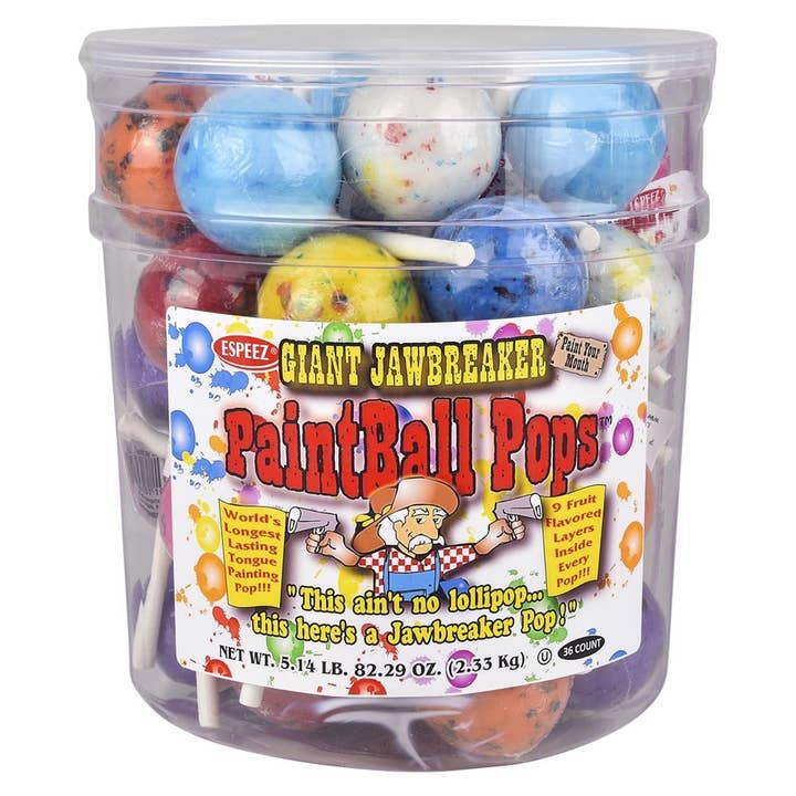 La Luna Bella - Toys - Wholesale Hard Candy - Jawbreaker Paint Ball Pops (36 Cnt) 5" LLB Candy