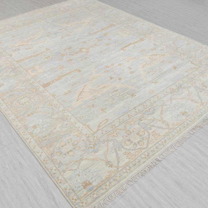 Aesthetic Homes LLC - Wholesale Area Rug - Silver Grey Blue Modern Oushak Rug – Hand Knotted Wool 17004