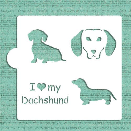 Pochoir pour biscuits et loisirs créatifs I Love My Dachshund pour la vente par Designer Stencils