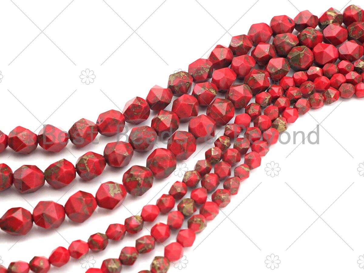 BestBeads&Beyond - Vente Perle - Perles rondes taille diamant jaspe impérial rouge doré, Jaspe impérial 6 mm/8 mm/10 mm, brin complet de 15,5 «, Sku #U11382