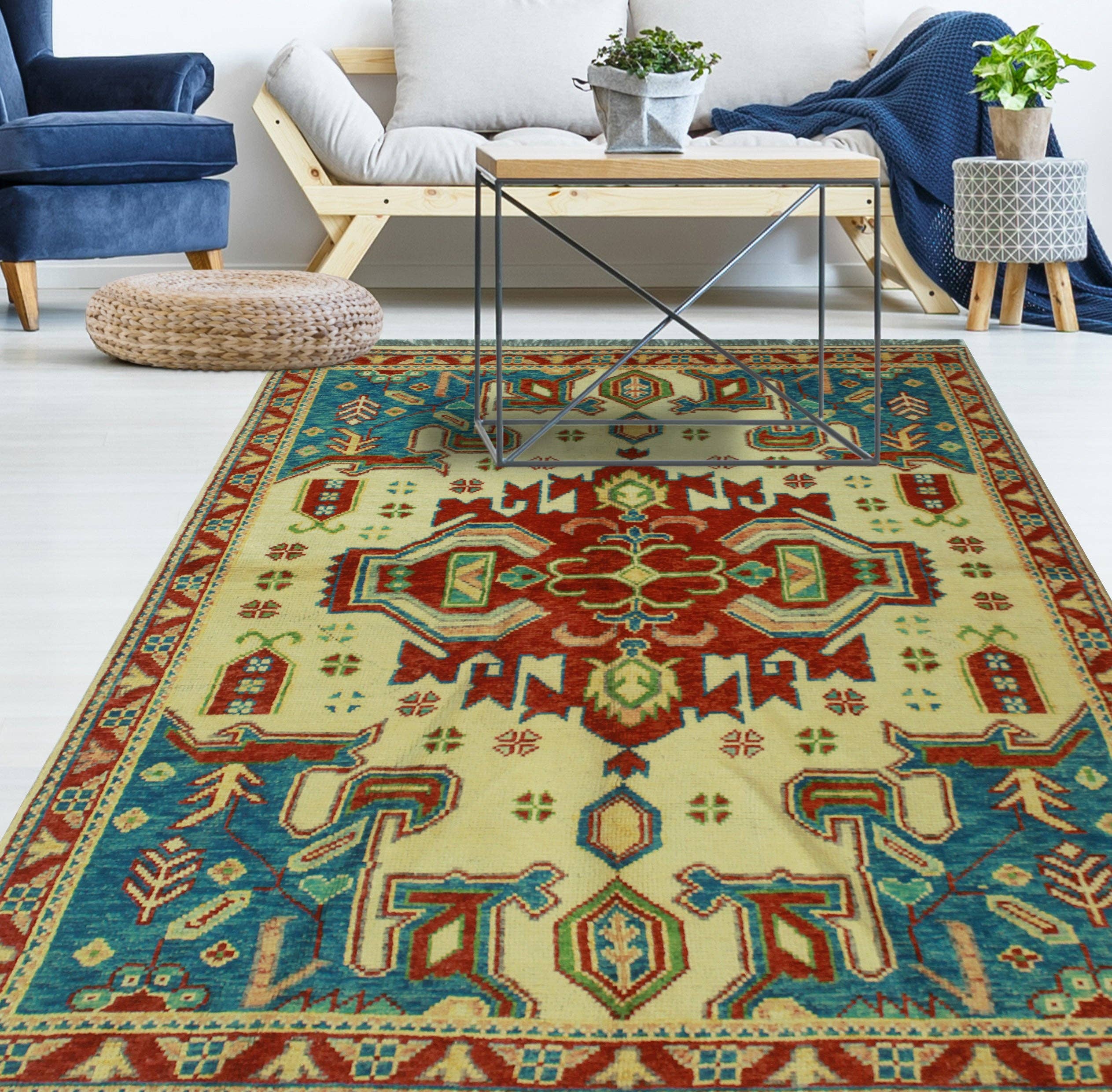 Noori Rug - Wholesale Area rug - Balochi Samime Ivory/Rust Rug, 4'11" x 6'6"3