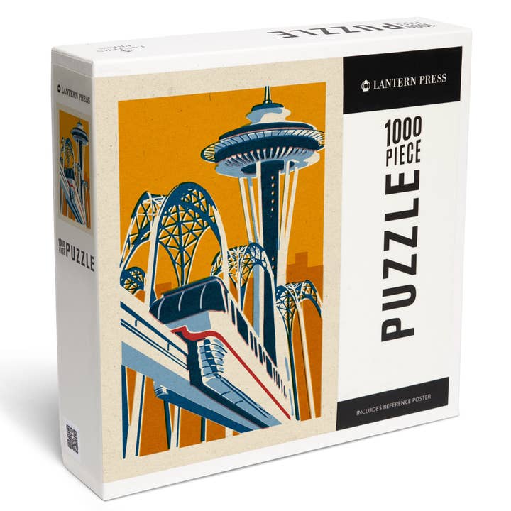1000 PIECE PUZZLE Seattle, Washington Woodblock for wholesale by Lantern Press